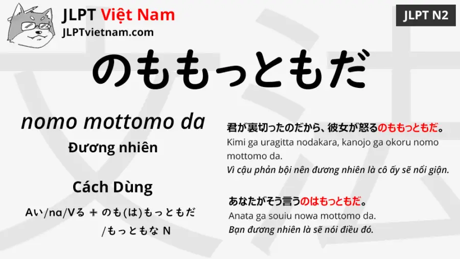 jlpt-N2-ngữ-pháp-のももっともだ-nomo-mottomo-da-ý-nghĩa-ví-dụ